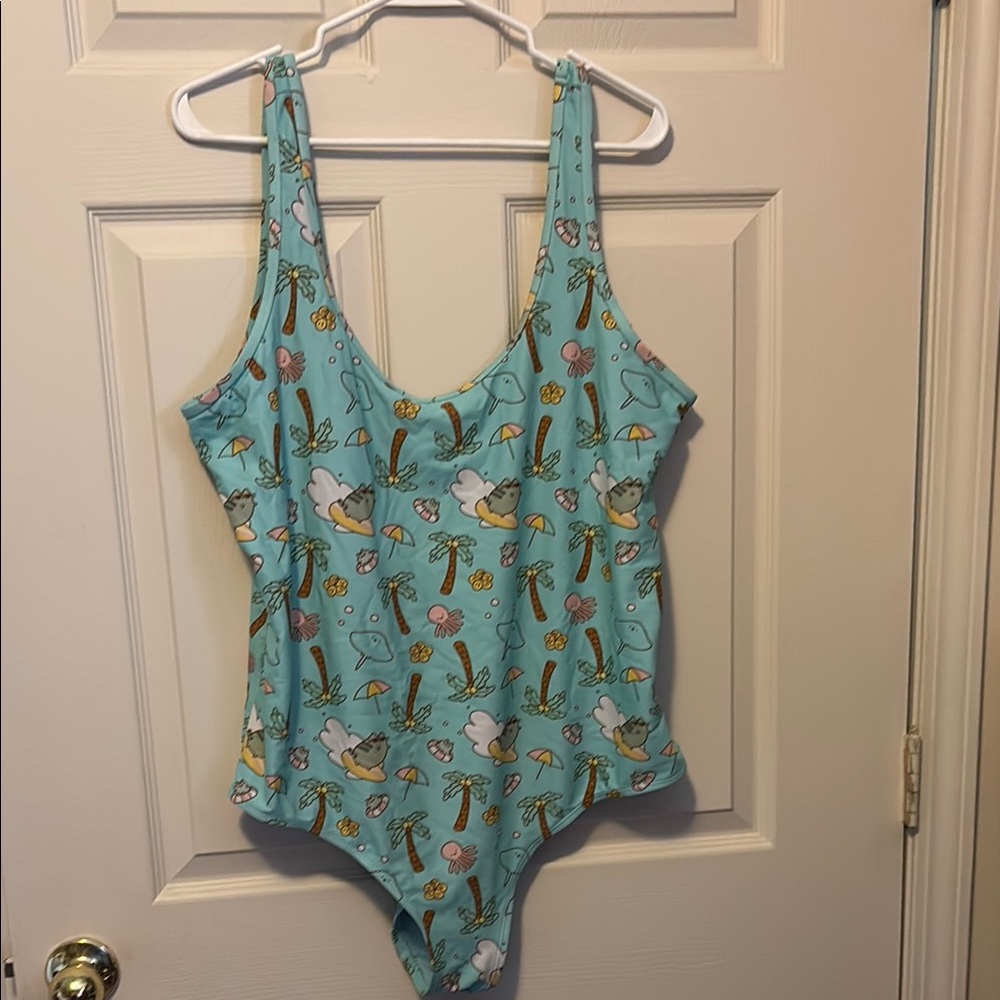 Blue Patterned One-Piece Swimsuit
